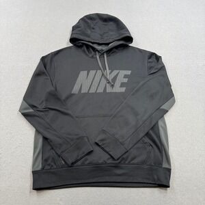 Nike Hoodie Men's Medium Black Fleece Lined Therma-FIT Pullover Athletic Warm Up